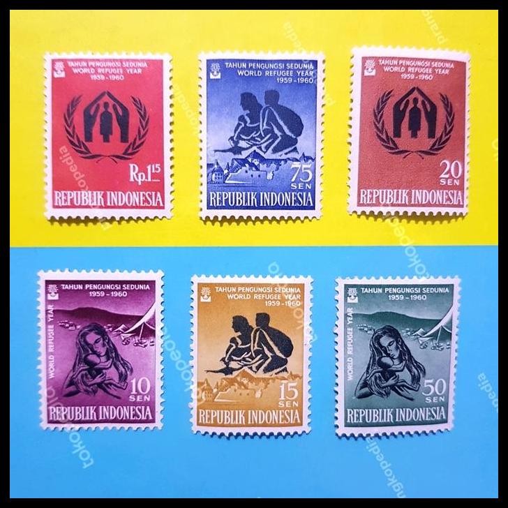 

TERMURAH PRANGKO INDONESIA 1960. TAHUN PENGUNGSI SEDUNIA. SET LENGKAP (6V) !