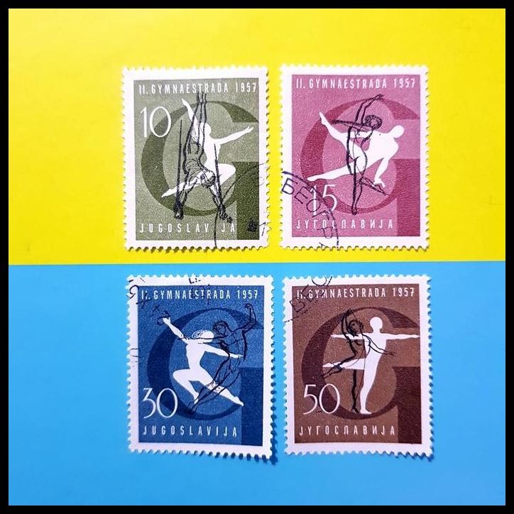 

DISKON PERANGKO/PRANGKO YUGOSLAVIA 1957. 2ND GYMNASTIC MEET, ZAGRED (4V) !!!!