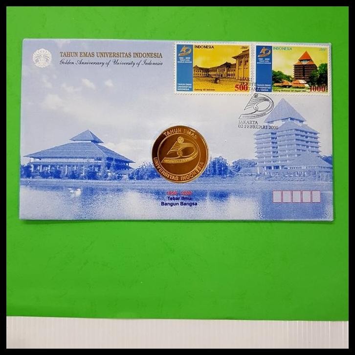 BEST DEAL PRANGKO SHP TAHUN EMAS UNIVERSITAS INDONESIA. DENGAN REPLIKA KOIN EMAS 