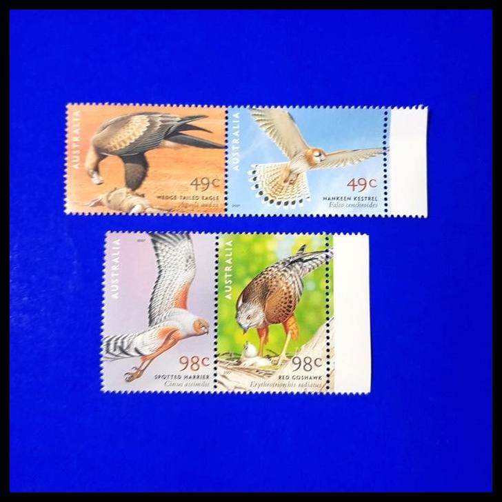 

BEST DEAL PRANGKO AUSTRALIA, BURUNG ELANG, WEDGE-TAILED EAGLE, RED GOSHAWK. SET !!