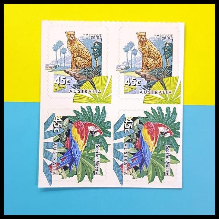 

DISKON PERANGKO AUSTRALIA. PRANGKO STIKER DARI BOOKLET, CHEETAH DAN BURUNG !!!!!!