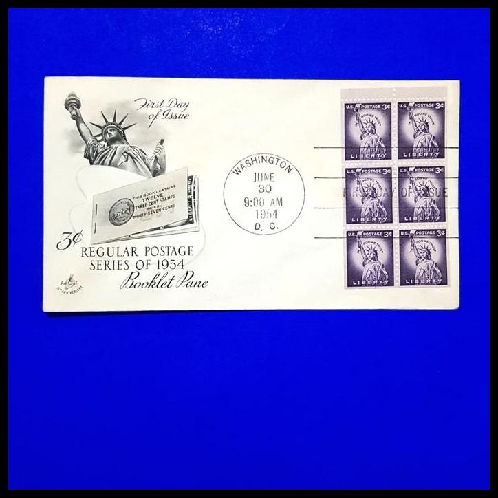 

TERBARU PRANGKO AMERIKA. FDC LIBERTY, BOOKLET PANE. WASHINGTON, JUNE 1954 !