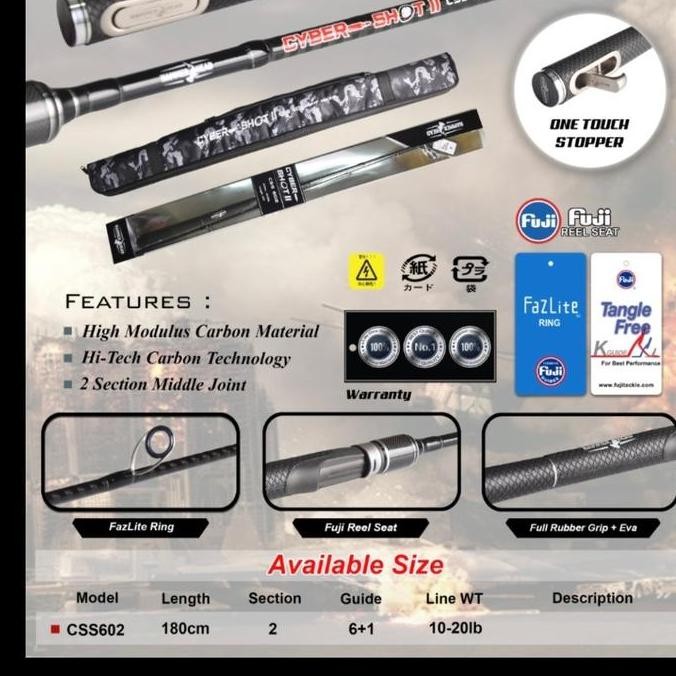 Joran Hammerhead Kualitas Premium Cyber Shot Ii 602 Carbon 180 Cm