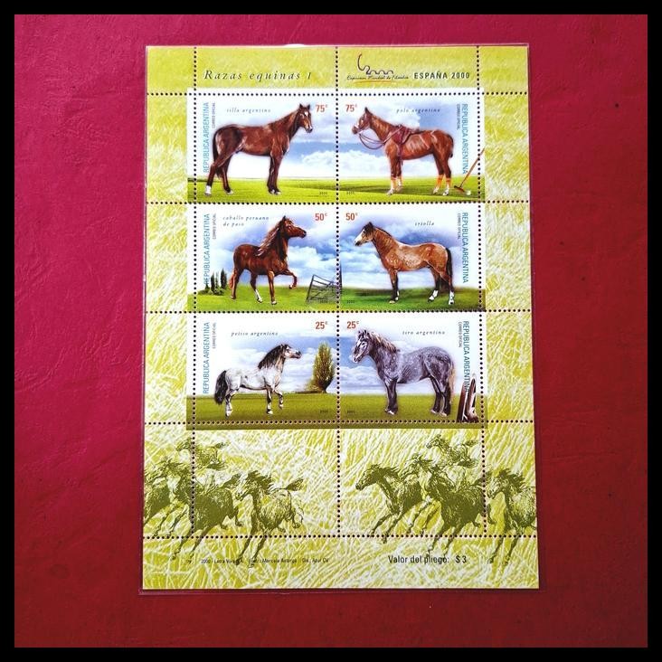 

TERBARU PRANGKO LUAR NEGERI. KUDA / HORSES. C.T. PAMERAN ESPANA 2000. MINISHEET 6 PRANGKO DARI ARGENTINA !!