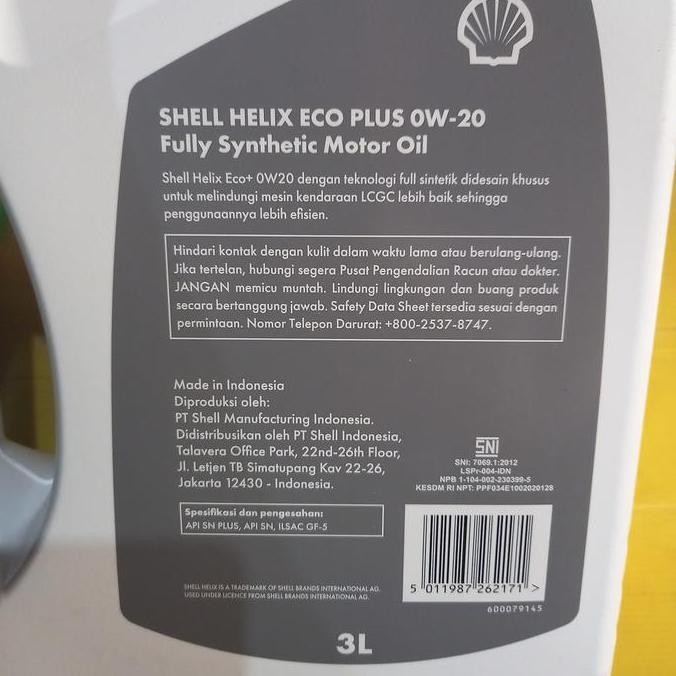 paket ganti oli shell ECO 0W-20 +oli filter