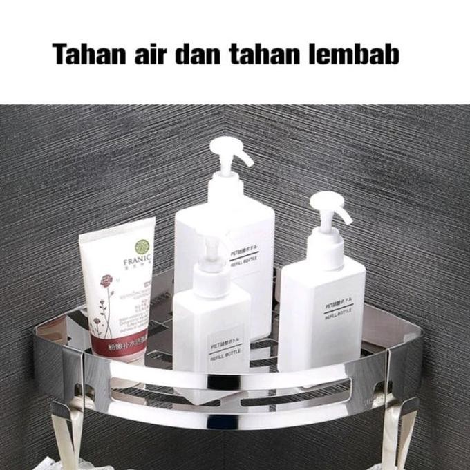 

Rak sudut kamar mandi stainless steel 304 anti karat Gantungan Peralatan CM