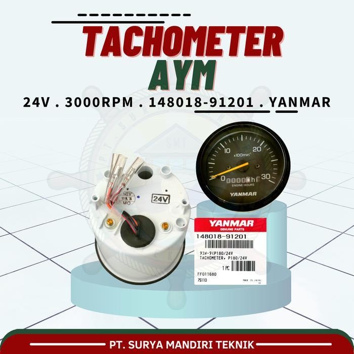 Yanmar Aym Tachometer Rpm 148018-91201 P180/24V Genuine Asli Original Dan Terpercaya