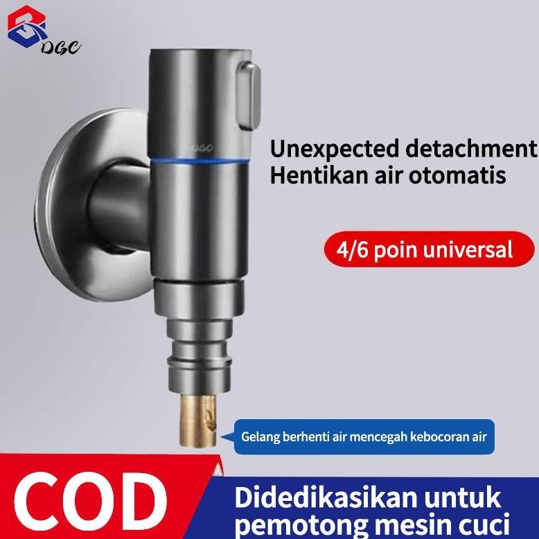 Keran Air Mesin Cuci Otomatis Kran Taman  Kran Kamar Mandi 1/2" Stainless Steel Otomatis Anti Jatuh