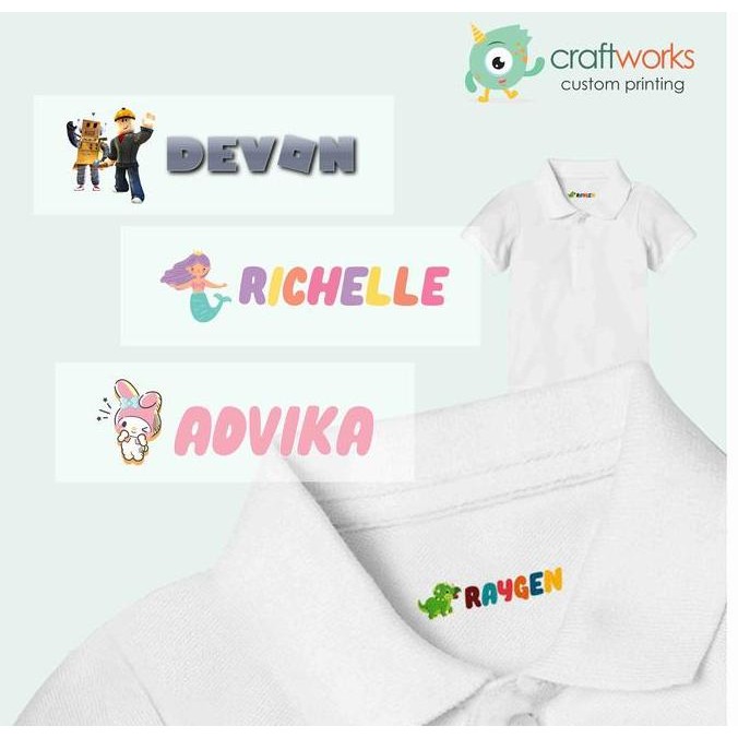 

```````] STICKER SABLON DTF NAMA ANAK PENANDA KERAH SERAGAM - A5 DTF