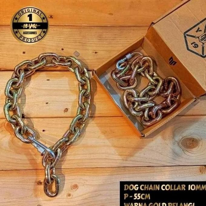 NEW kalung rantai anjing pitbull rottweiler doberman emas pelangi