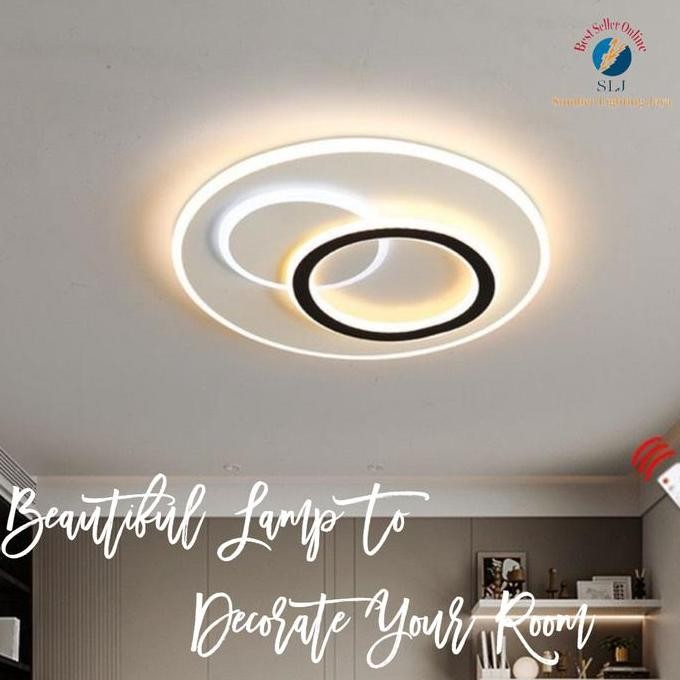 Lampu Hias Plafon Led 2 Lingkaran Mewah Elegan / Lampu Hias Dekorasi