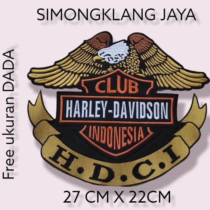 emblem bordir hdci jaket motor harley davidson club indonesia