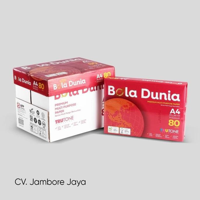 

Kertas Hvs A4 80 Gram Bola Dunia Paper Fotocopy Print Berkualitas
