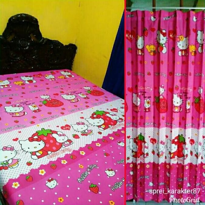 Sprei Hello Kitty(180x200) + Gorden HK