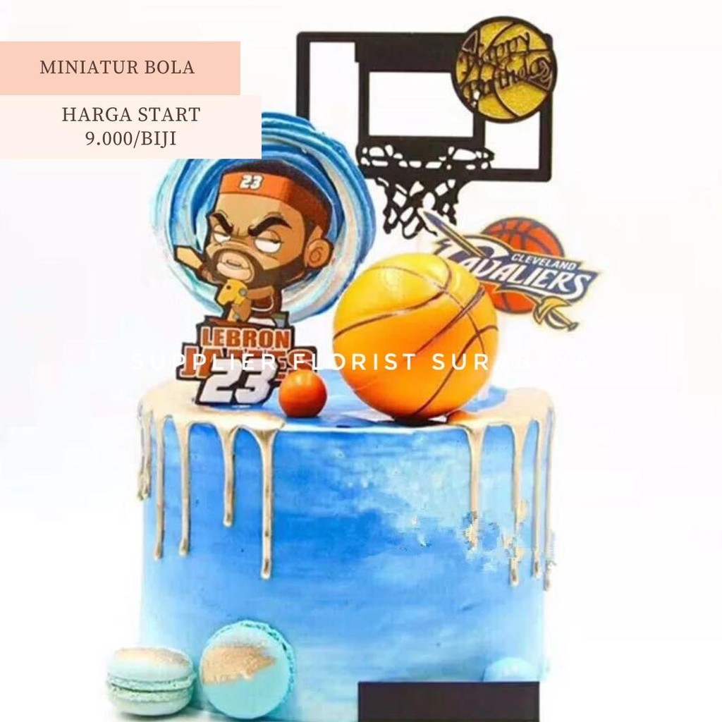 [1 BIJI BOLA BASKET BOLA SEPAK] MINIATUR KUE TART CAKE DECORATION DEKORASI KUE ULANG TAHUN ANAK ULTA