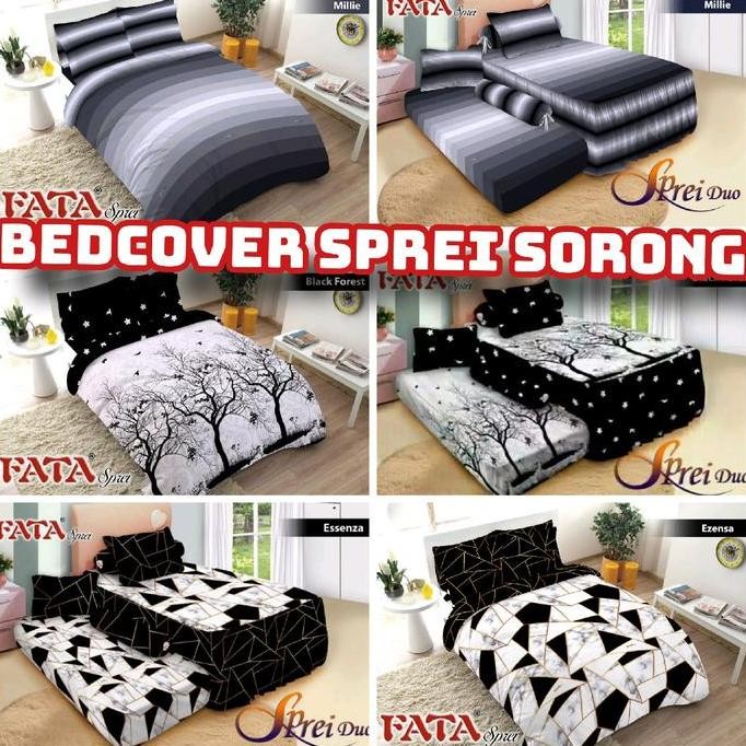 FATA   Bedcover Single Sprei Sorong Duo / 3IN1 Minimalis Ukuran 120X200 cm