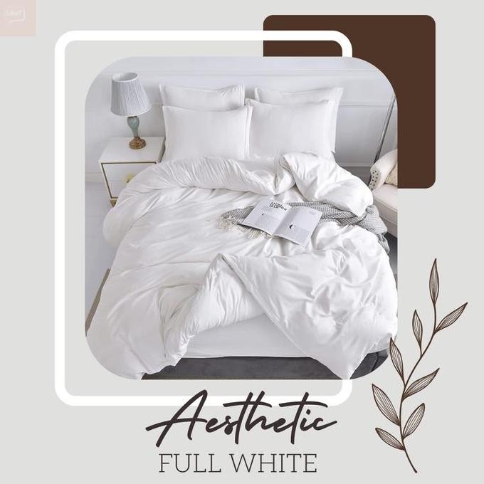 Bed Cover Putih los & Sprei Set Minimalis Selimut Badcover 90x200