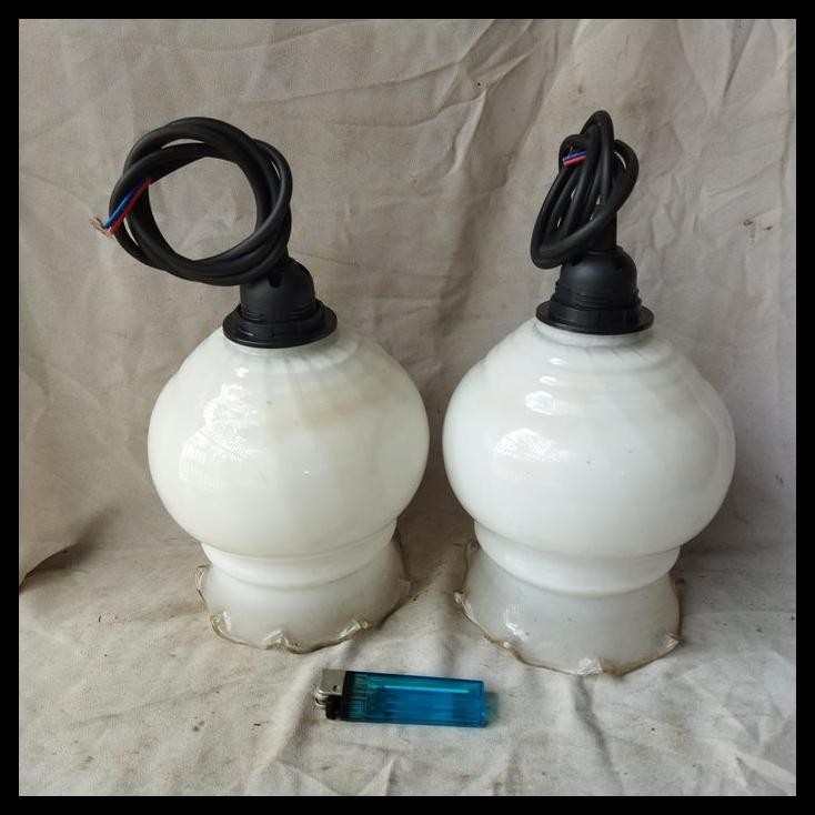 TERMURAH PAJANGAN SEPASANG LAMPU GANTUNG KAP KACA 