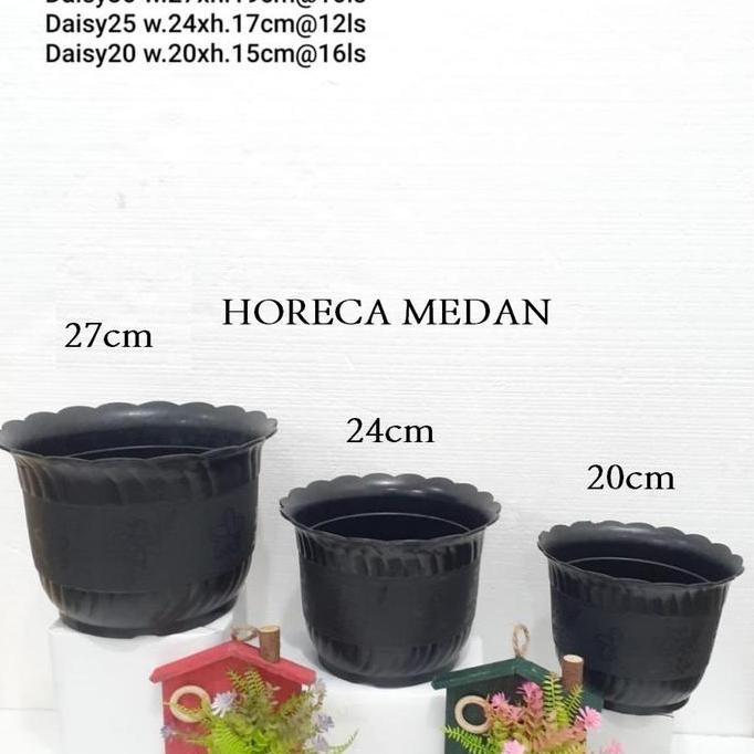 +++++] Pot bunga hitam 20cm / Pot tanaman plastik hitam (geneva daisy)