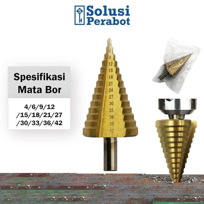 Mata Bor Pagoda 4-42Mm Sp / Titanium Hss Drill Besi Kerucut Cone Hole