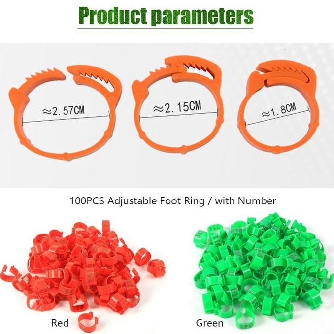 Cincin Kaki Ayam Nomor 001-100 Ring Warna Warni Klip Gelang Kaki Ayam Bebek