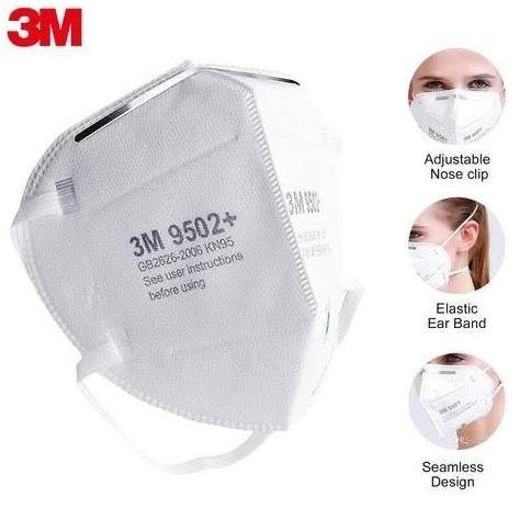 Masker 3M 9502+ N95 Topeng Pernapasan Klip Hidung Adjustable Anak Dewasa