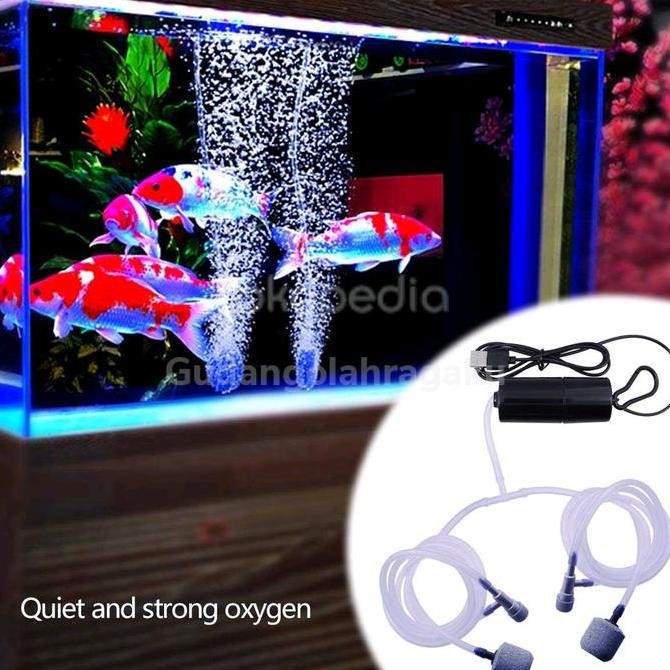 MINI AERATOR USB POMPA UDARA AQUARIUM OKSIGEN 2 SELANG PORTABLE