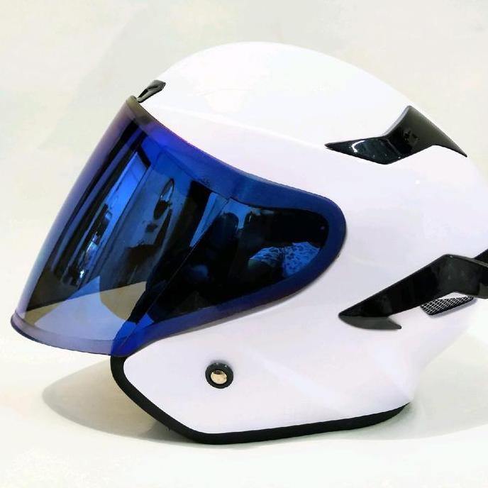 Helm Arl Tt Course Putih Paket Ganteng Half Face Single Visor Sni. Helmet Single Kaca Motor Motorcyc