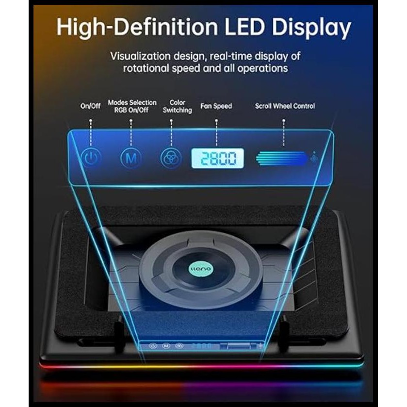 Terlaris llano V12 RGB Laptop Cooling Pad with Powerful Turbofan Cooler Computer Best Seller
