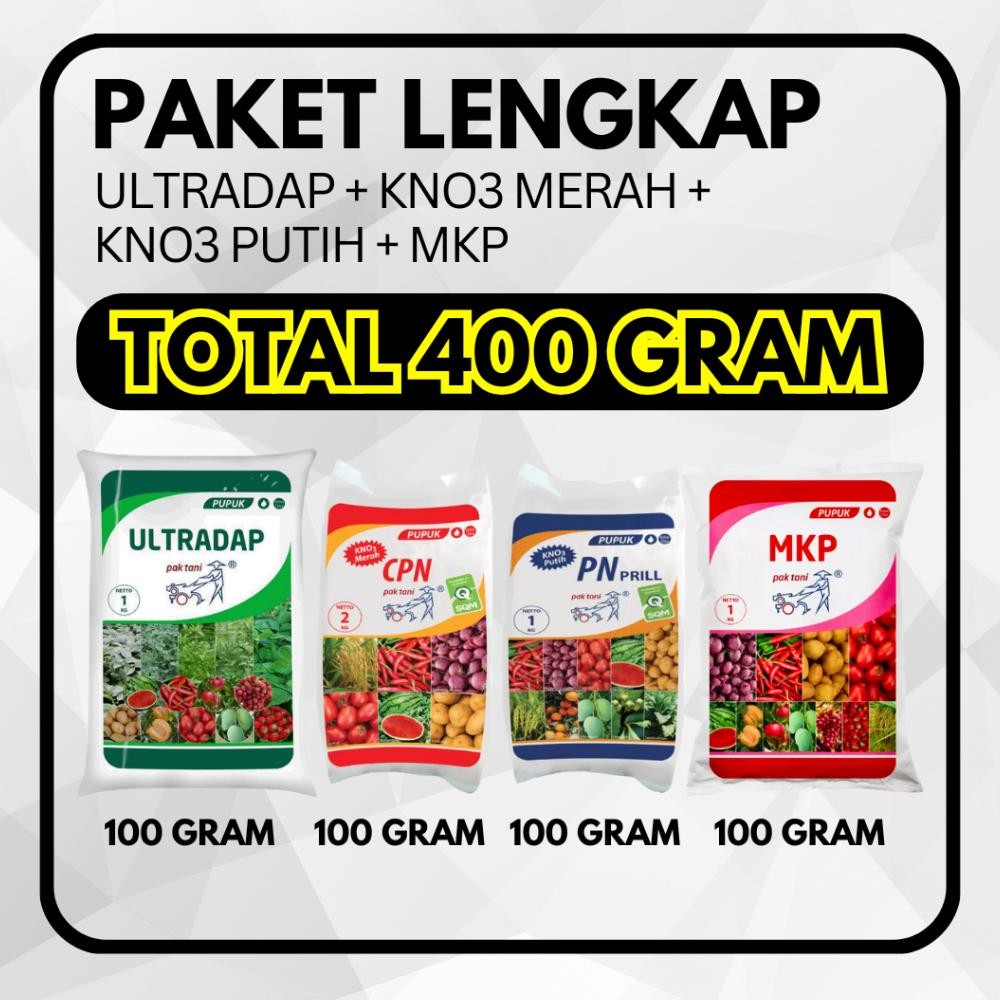 PAKET LENGKAP Pupuk MKP Ultradap KNO 3 Putih Kno 3 Merah Total 400 Gram