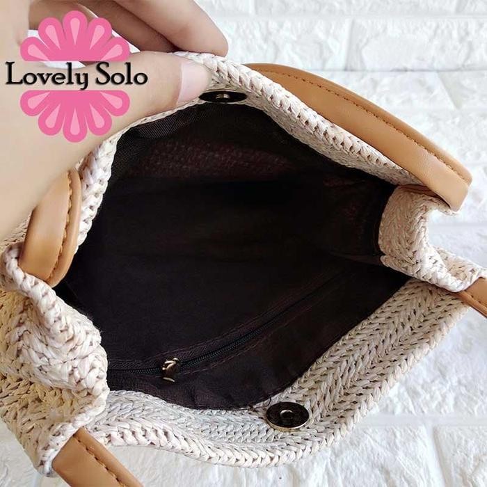 Shoulder Bag Tas Bahu Wanita Rajut Lampit Rotan - Tote Bag Tw1828