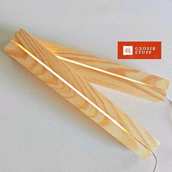 STAND LED ACRYLIC A3 + BASE KAYU - TATAKAN LAMPU HIAS ACRYLIC PINK 6MM