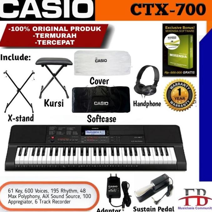 baru Casio CTX700 Keyboard + Xstand / CTX 700 / CTX-700 / CT-X700 Garansi