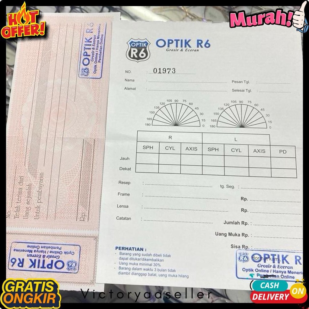 

Nota Optik | Bon Kacamata| Kwitansi Pembelian Kacamata Diskon Setengah Harga
