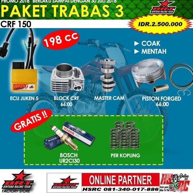 Paket Bore Up CRF 150/New Megapro/VERZA 200cc BRT Piston 66mm PROMO