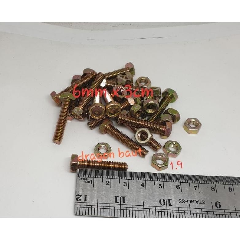 (Paket 50 set) Baut 10 (6mm) x 3cm + mur