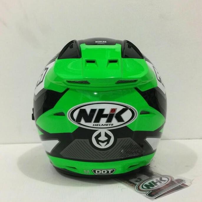 Helm Nhk R1 Double Visor Motif Giga Green Fluorecent Hijau Stabilo Flo Termurah