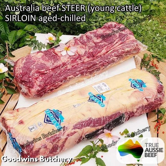 

5Kg Beef Sirloin Aged-Chilled Australia Steer (Young Cattle) Whole Cuts Striploin Newyork Strip Daging Sapi Import Has Luar
