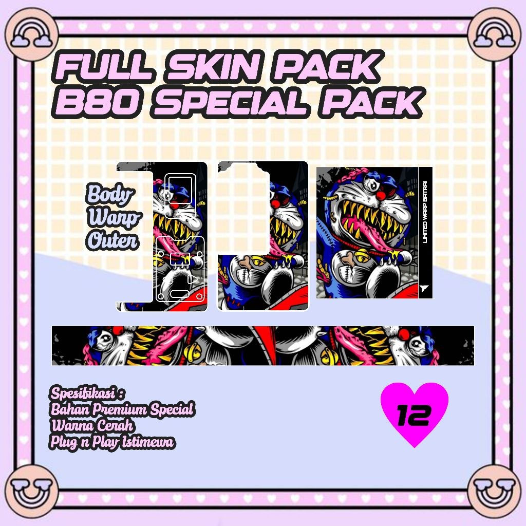 

*2Piece* Hiasan Dalam B80 Keren 12 Garskin Stiker Casing Custom Bebas Dan Bayar Ditempat