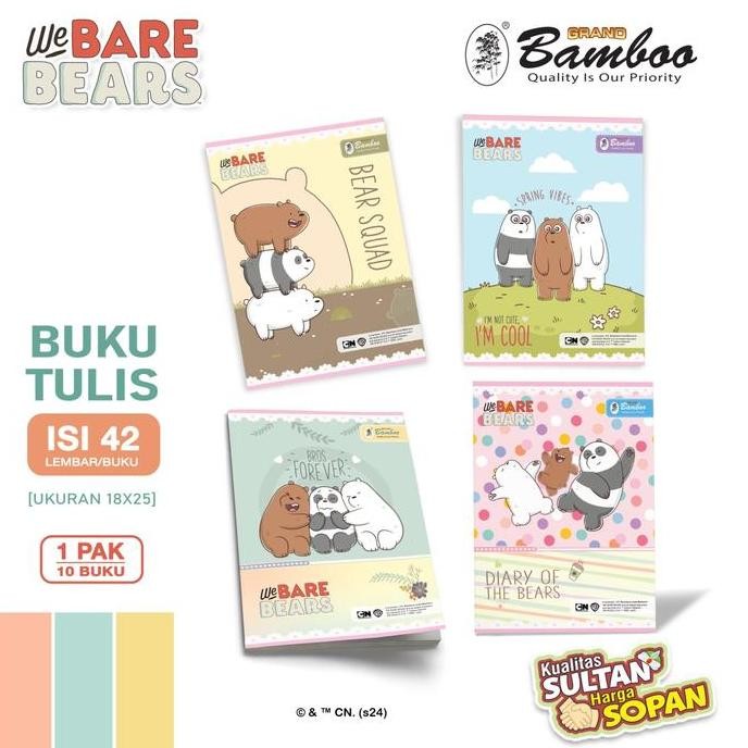 

Bamboo Buku Tulis Boxy 50 Lembar We Bare Bears Series [10 Bk] MM
