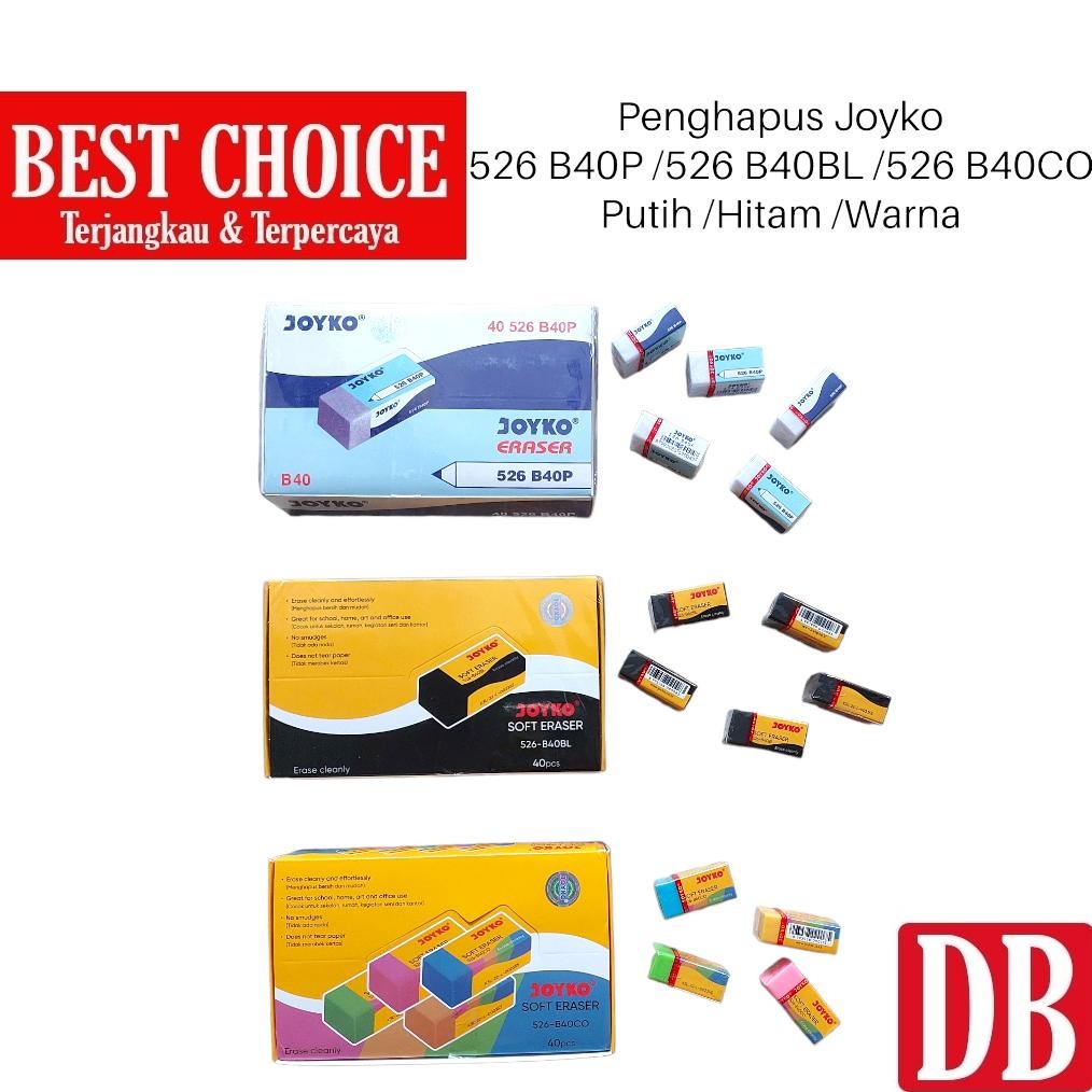 

(40pcs) Penghapus / Eraser Joyko Kecil 526 B40BL (Hitam) / B40P (Putih) / B40CO (Warna) 40pcs DiM