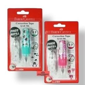 

Correction Tape Faber-castell QAR-506 Motif Fancy #169651 Blue & #169628 Pink Tip x Kertas + Free Refil - SHABG DiM