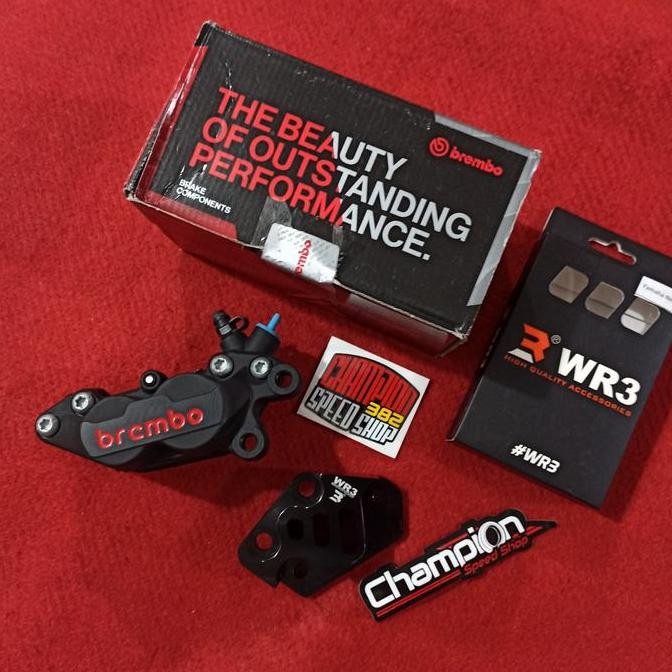 Paket Bracket Kaliper Depan Brembo WR3 Black 4 Piston P4 New NMAX 2020