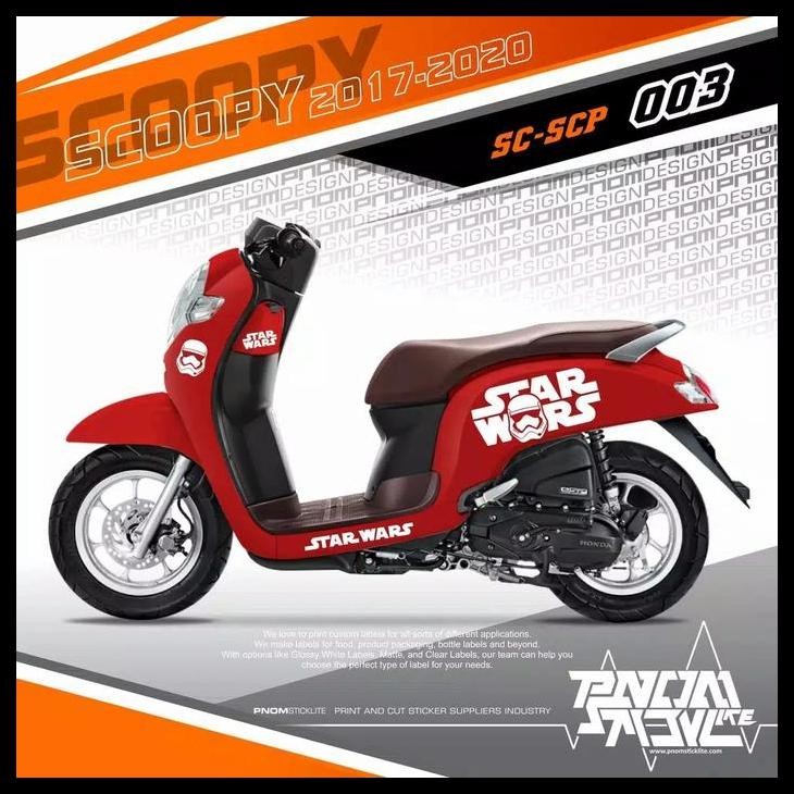 GRATIS ONGKIR CUTTING STICKER STRIPING SCOOPY MERAH 2017-2021 STAR WARS PUTIH 