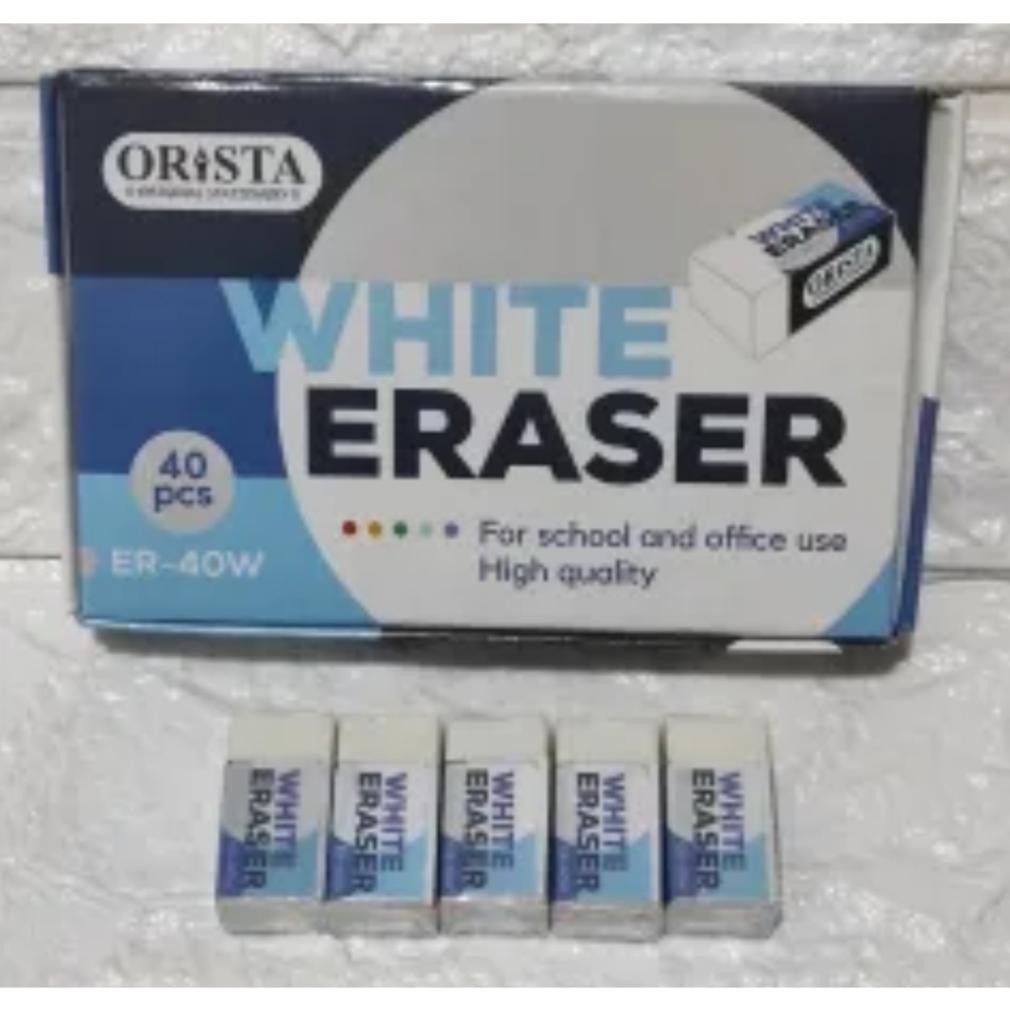 

Peng Hapus Pencil Orista White Eraser Putih/Hitam 1pak isi 40pcs 451g DiM