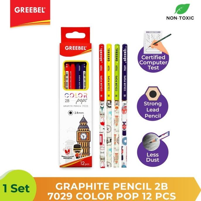 

Pensil Graphite Greebel 2B 2.8mm. Color Pops 7029 - 12pcs. DiM