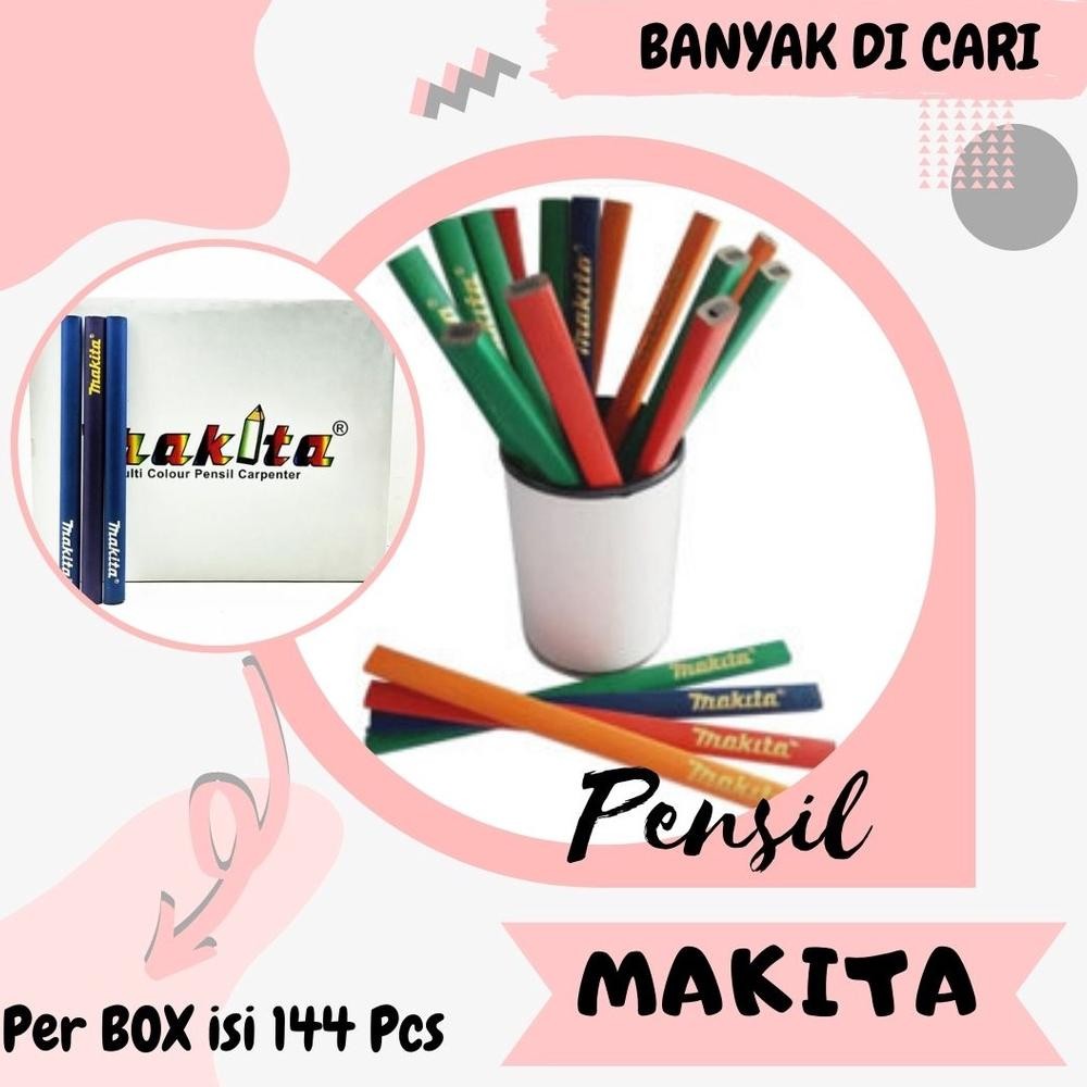 

PENSIL TUKANG KAYU ORIGINAL MAKITA PAK BOX 1 GROSS Besar Jual 144pcs Pencil Bangunan Gesek Kertas Stiker Nomor Tebal Potlot DiM