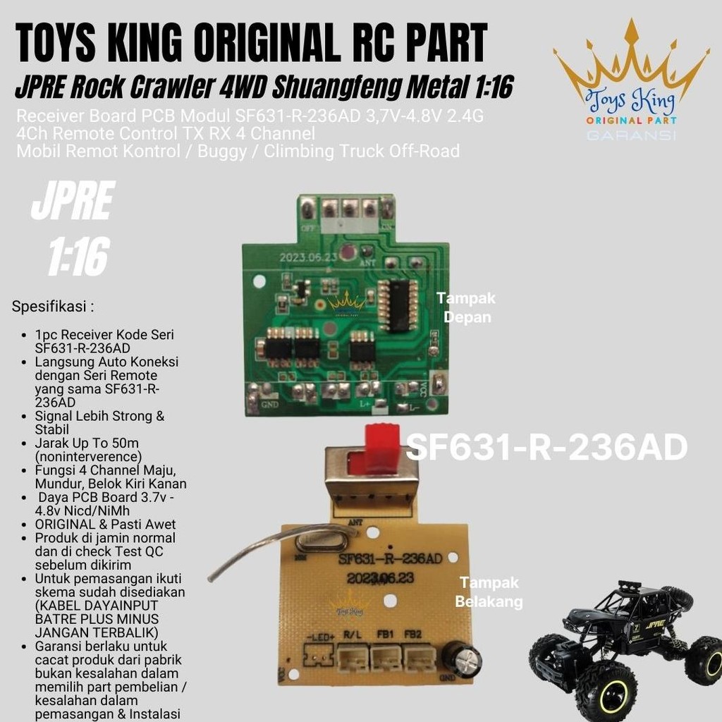 Combo Receiver + Remote 2.4Gh Receiver SF631-R-236AD JPRE Rock Crawler 4WD Shuangfeng Metal 1:16 Boa