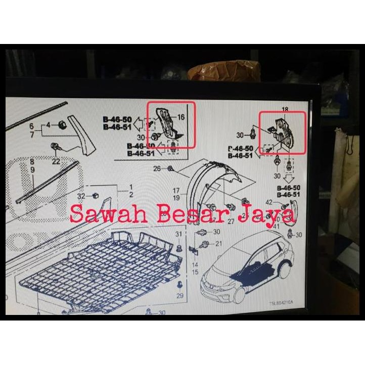 DISKON INNER LINER FENDER - COVER PLASTIK SPAKBOR BUMPER BEMPER BELAKANG HONDA JAZZ RS GK5 2014 2015