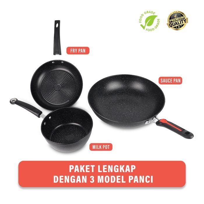 Ek Panci Set 3In1 Anti Lengket - Variasi Warna Dan Ukuran Teflon Panci Wajan Kitchenware Pan Enamel 